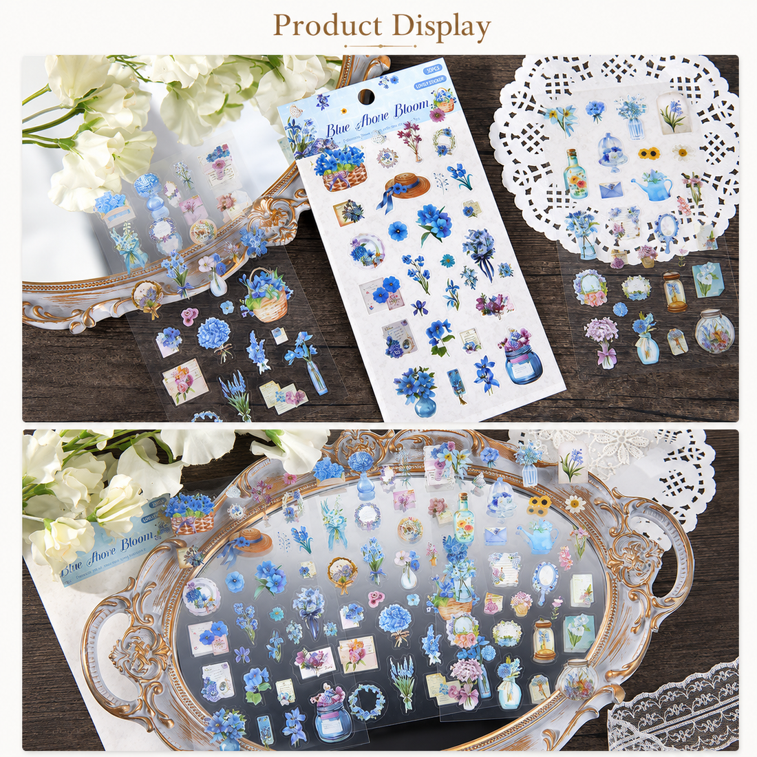 Wandering Blossom PET Floral Sticker Pack (3 Sheets) by MISSTIME - color option view for scrapbook decoration | Lumiyear