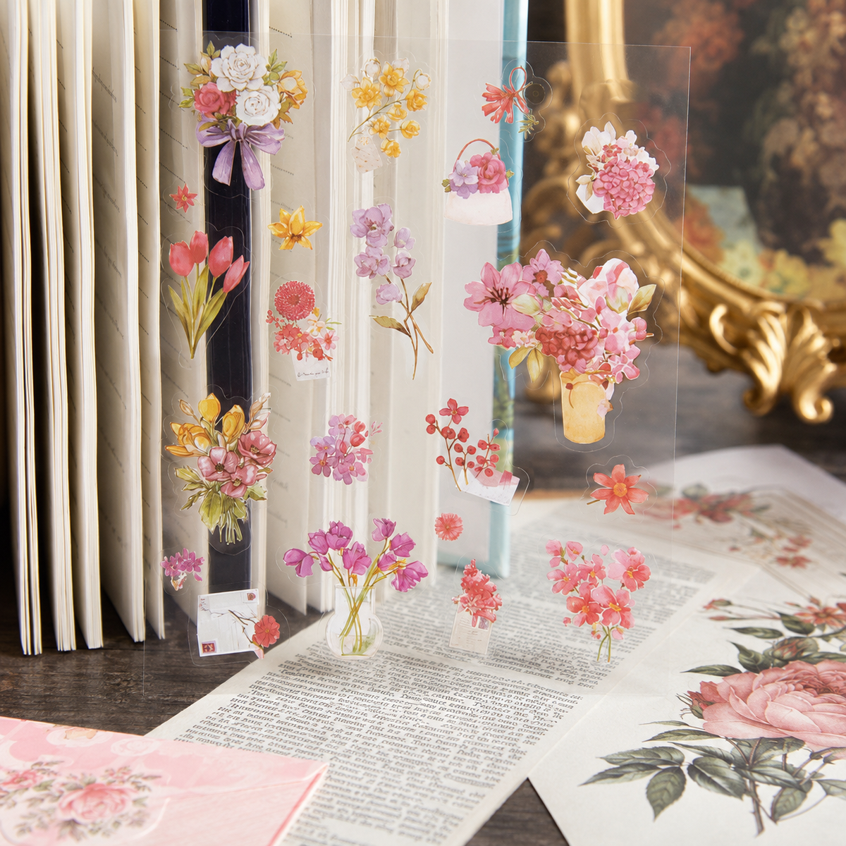 Wandering Blossom PET Floral Sticker Pack (3 Sheets) by MISSTIME - color option view for scrapbook decoration | Lumiyear