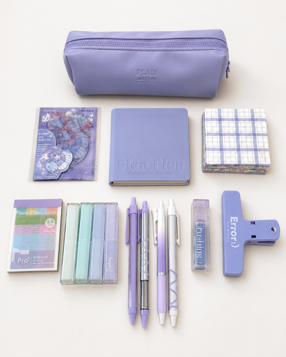 Aesthetic Purple Stationery Gift Set by Planwith - inside detail for stationery gift set | Lumiyear