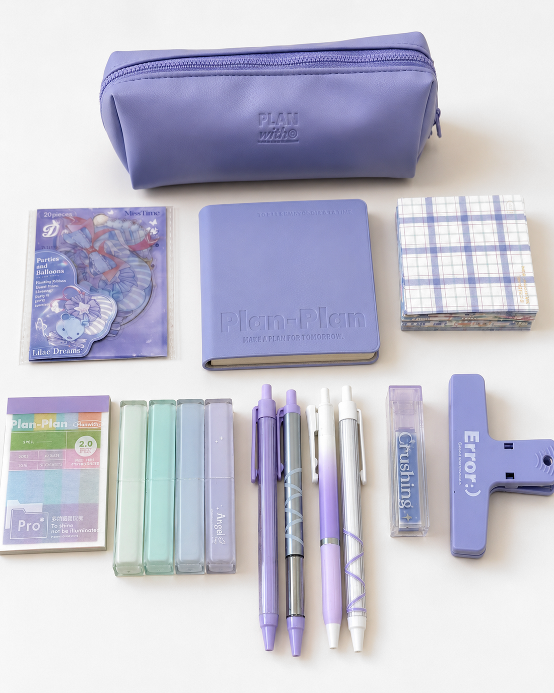 Aesthetic Purple Stationery Gift Set by Planwith - color option view for stationery gift set | Lumiyear