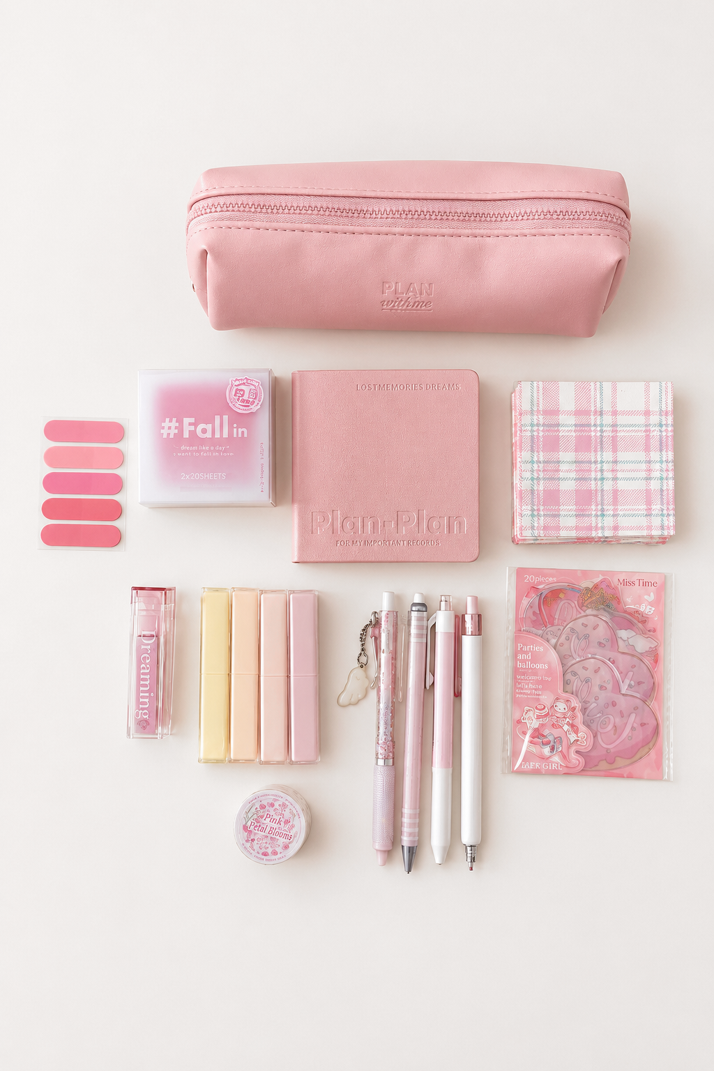 Aesthetic Pink Stationery Gift Set by Planwith - inside detail for stationery gift set | Lumiyear