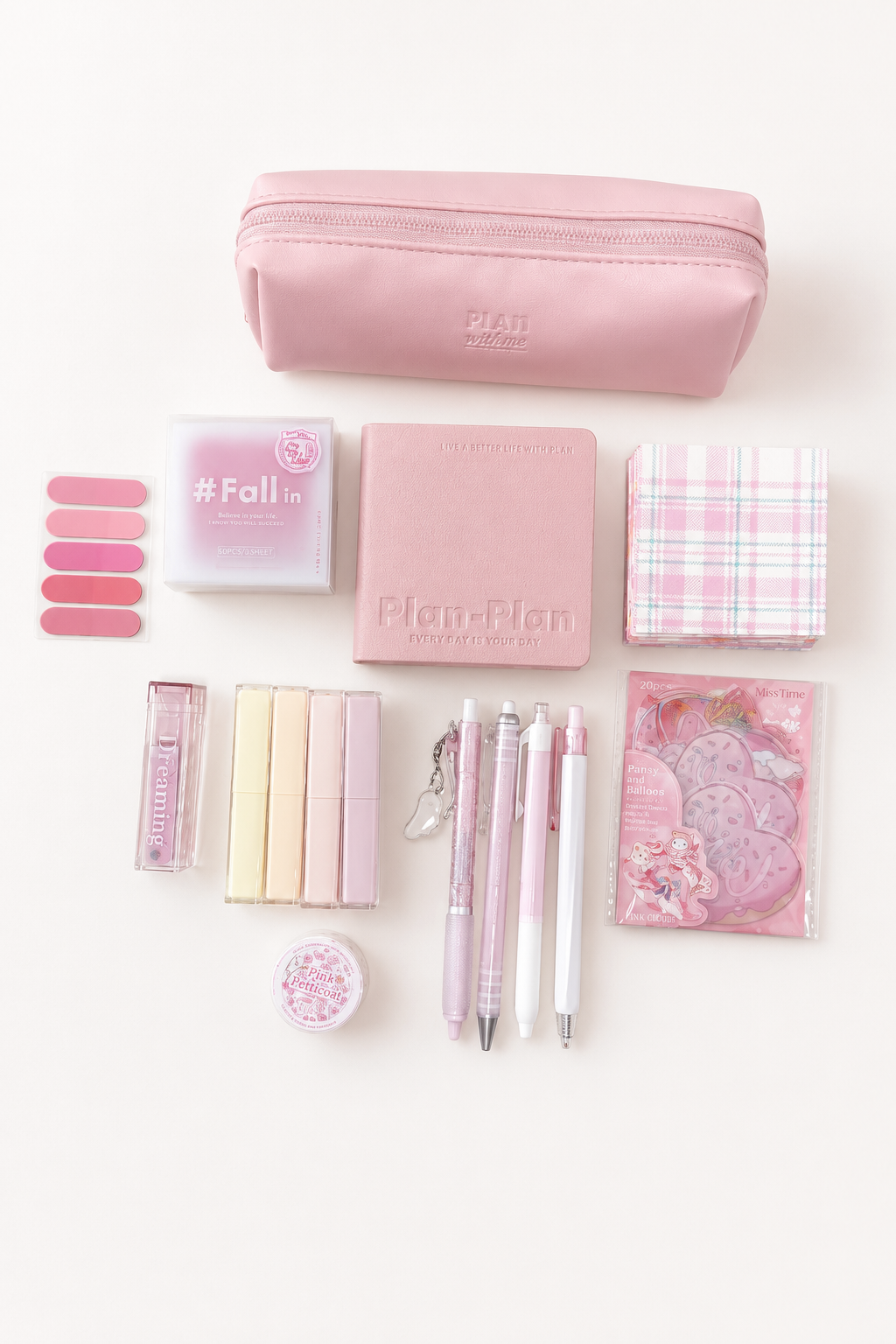 Aesthetic Pink Stationery Gift Set by Planwith - color option view for stationery gift set | Lumiyear