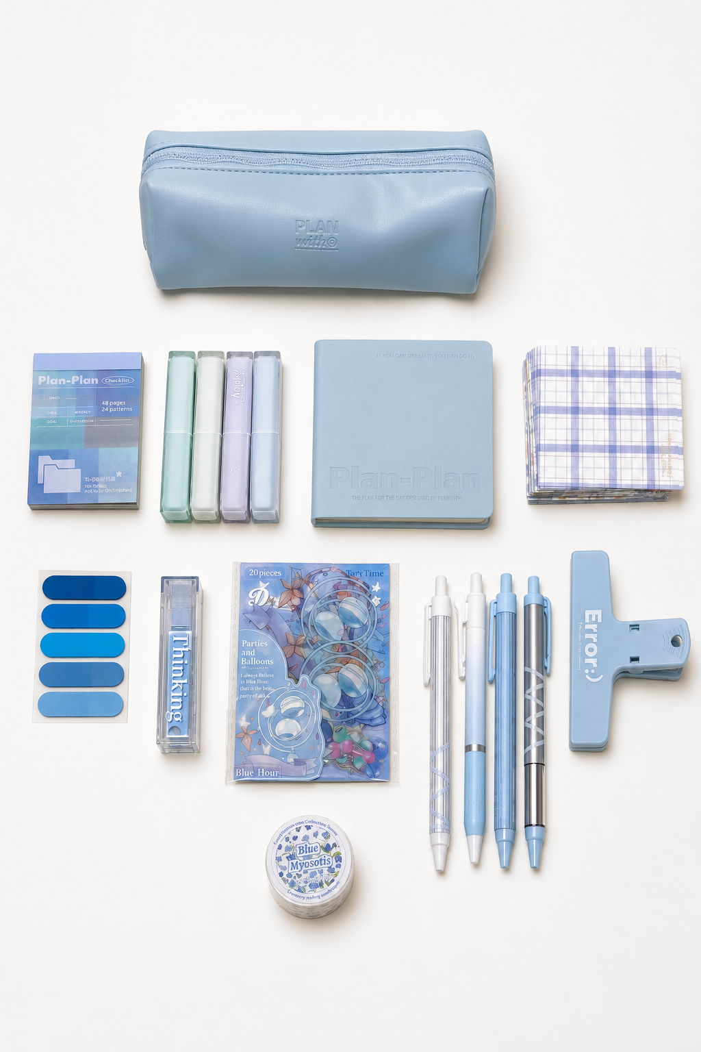 Aesthetic Blue Stationery Gift Set by Planwith - packaging view for stationery gift set | Lumiyear