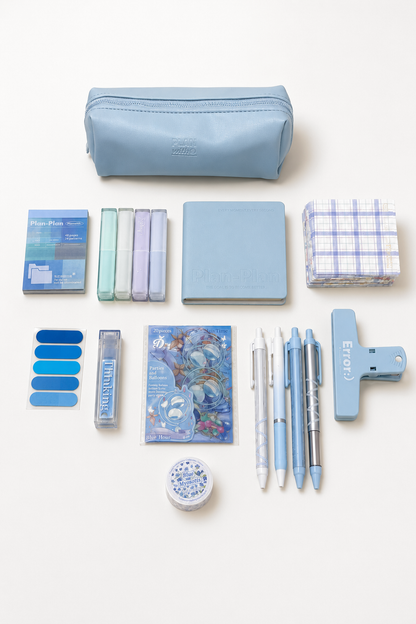 Aesthetic Blue Stationery Gift Set by Planwith - inside detail for stationery gift set | Lumiyear