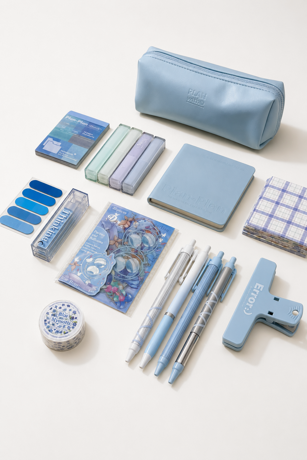 Aesthetic Blue Stationery Gift Set by Planwith - color option view for stationery gift set | Lumiyear