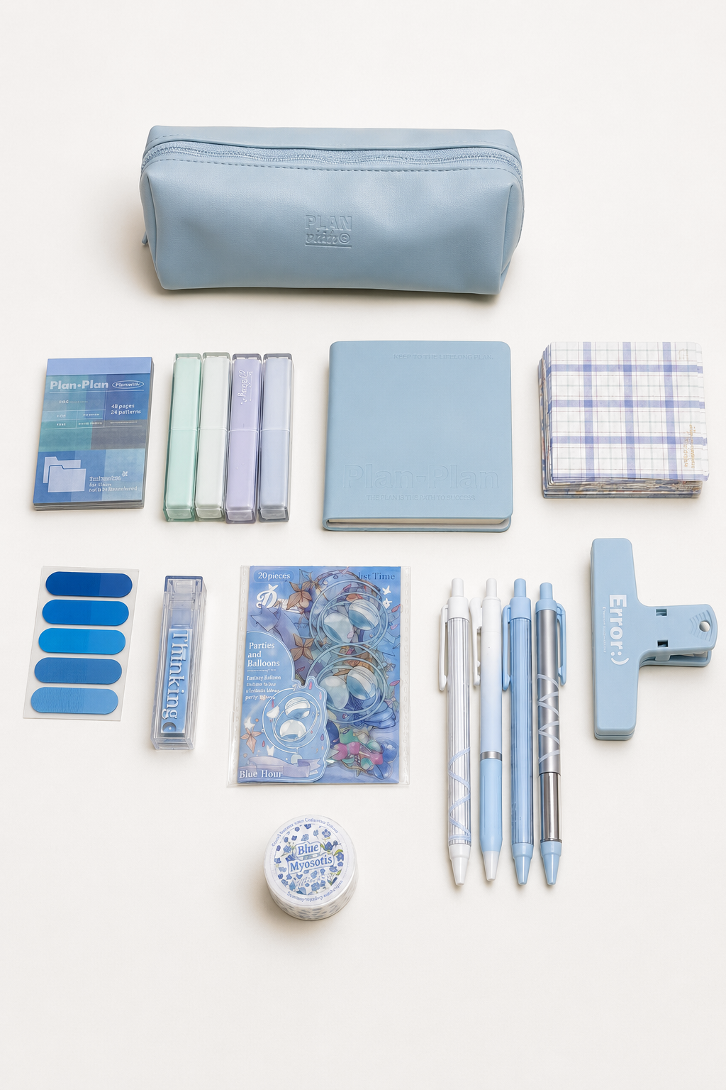 Aesthetic Blue Stationery Gift Set by Planwith - color option view for stationery gift set | Lumiyear