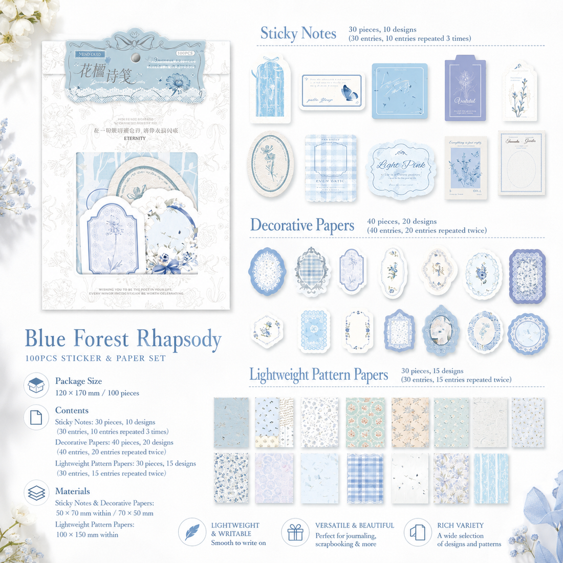MISSTIME Floral Rhyme Poetry Vintage Material Paper Pack by MISSTIME - inside detail for scrapbook decoration | Lumiyear
