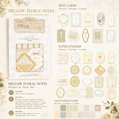 MISSTIME Floral Rhyme Poetry Vintage Material Paper Pack (100 by MISSTIME - detail view for scrapbook decoration | Lumiyear