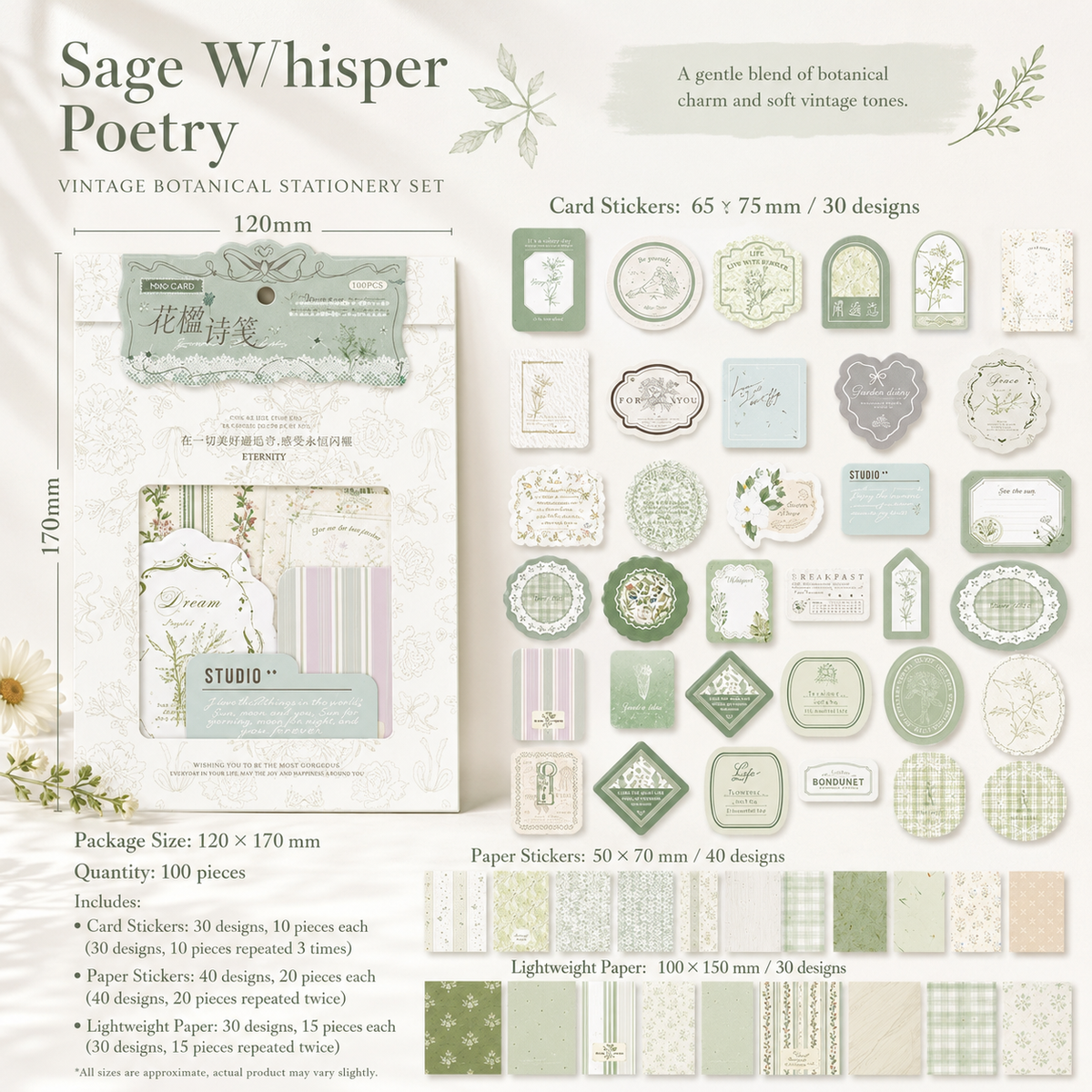 MISSTIME Floral Rhyme Poetry Vintage Material by MISSTIME - lifestyle stationery view for scrapbook decoration | Lumiyear