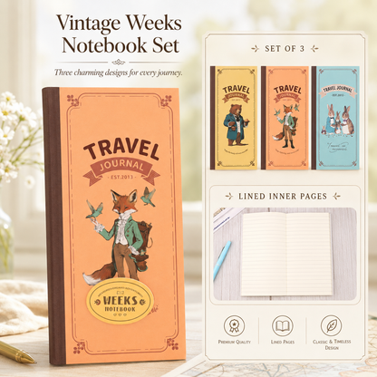 "Vintage Tales" Weeks Travel Journal (Set of 3)
