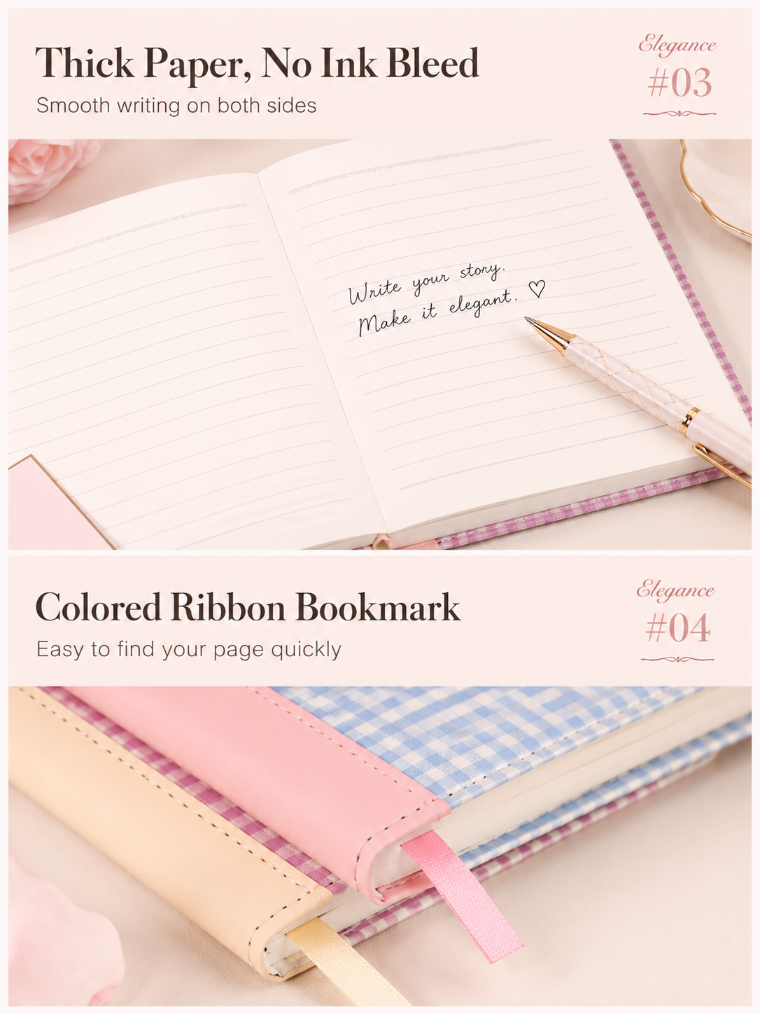 "Elegance Stitching" B6 Plaid Fabric & Leather Journal by ledai - color option view for journaling notebook | Lumiyear