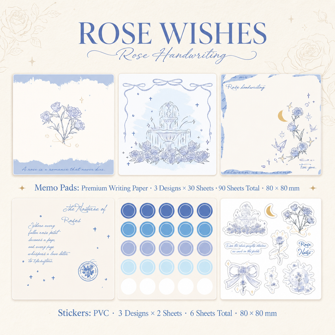 "Rose's Letter" Series Premium Memo Pad by mr.paper - color option view for aesthetic stationery | Lumiyear