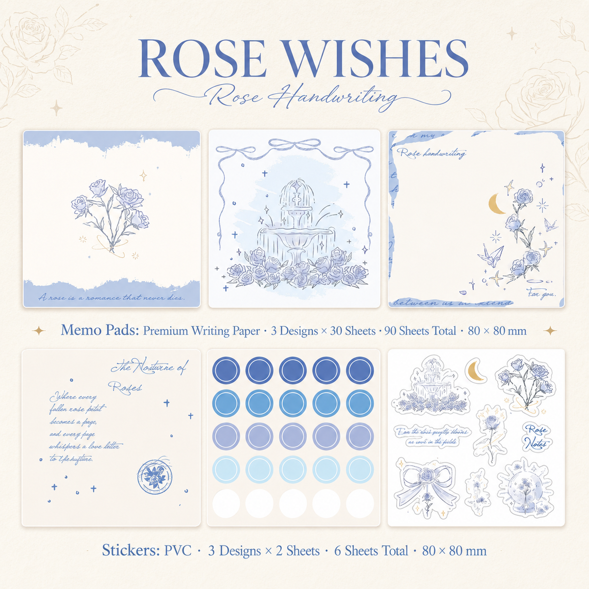 "Rose's Letter" Series Premium Memo Pad by mr.paper - color option view for aesthetic stationery | Lumiyear