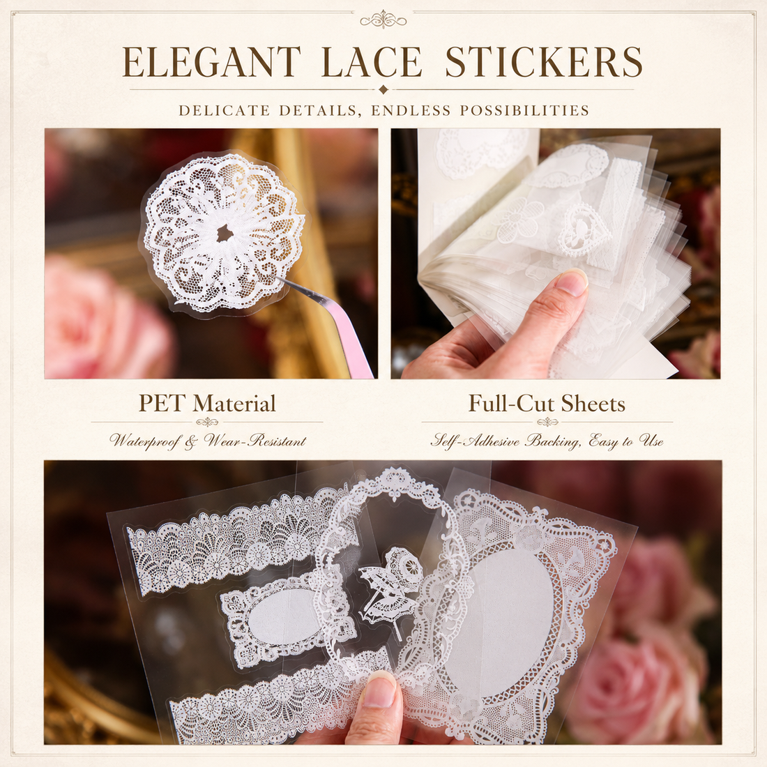 "Lace Aesthetics" Retro Sticker Book Series by mr.paper - color option view for scrapbook decoration | Lumiyear