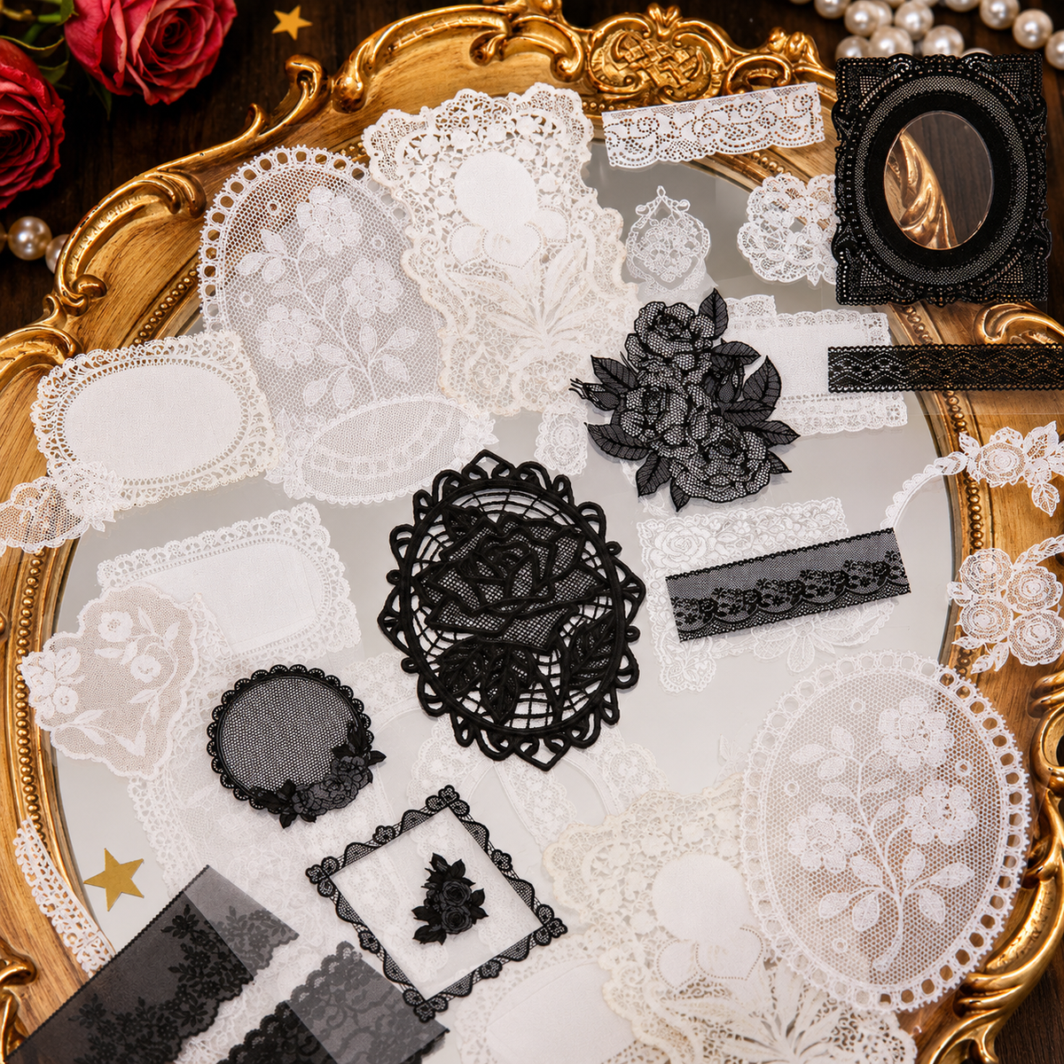 "Lace Aesthetics" Retro Sticker Book Series by mr.paper - color option view for scrapbook decoration | Lumiyear