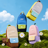 Backpack-Style Standing Pencil Case Color-Block Pen Holder