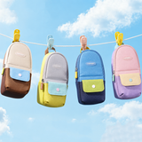Backpack-Style Standing Pencil Case Color-Block Pen Holder
