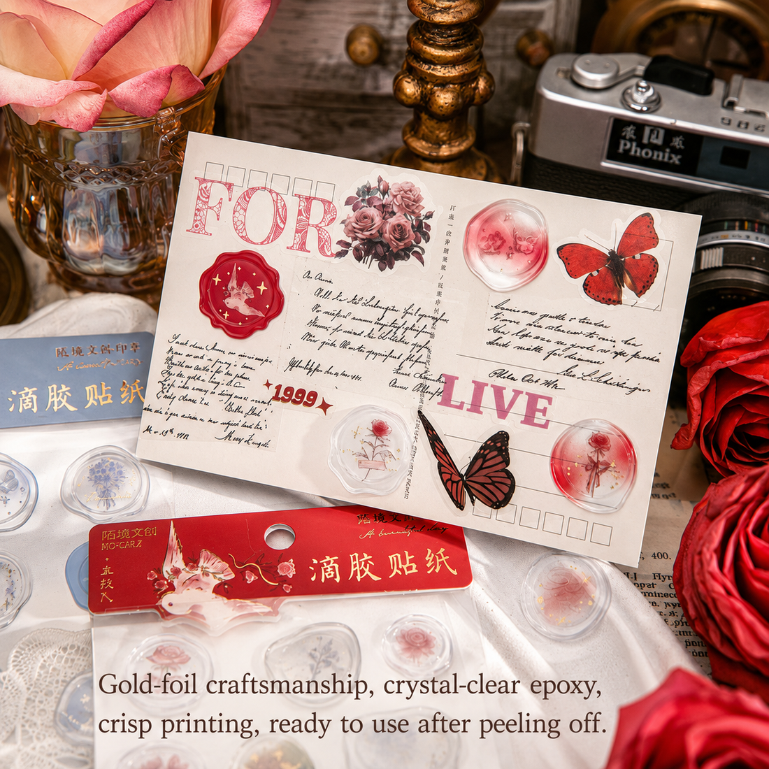 In the Name of Rose 3D Epoxy Wax Seal Stickers by mr.paper - color option view for scrapbook decoration | Lumiyear