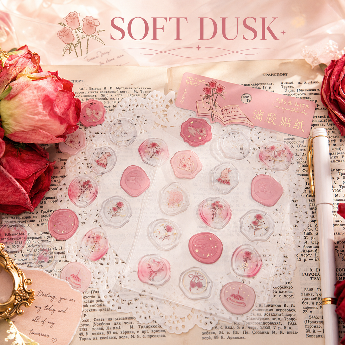 In the Name of Rose 3D Epoxy Wax Seal Stickers by mr.paper - color option view for scrapbook decoration | Lumiyear