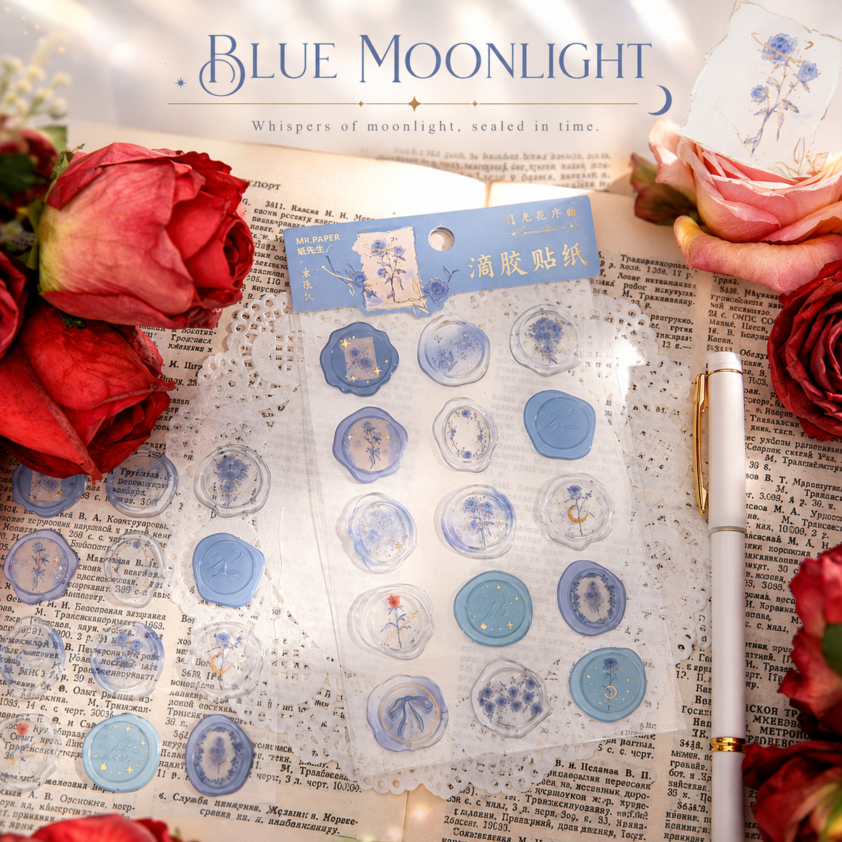 In the Name of Rose 3D Epoxy Wax Seal Stickers by mr.paper - color option view for scrapbook decoration | Lumiyear