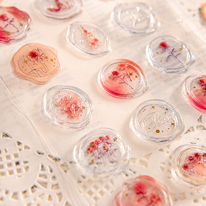In the Name of Rose 3D Epoxy Wax Seal Stickers by mr.paper - color option view for scrapbook decoration | Lumiyear
