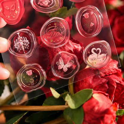 In the Name of Rose 3D Epoxy Wax Seal Stickers by mr.paper - color option view for scrapbook decoration | Lumiyear