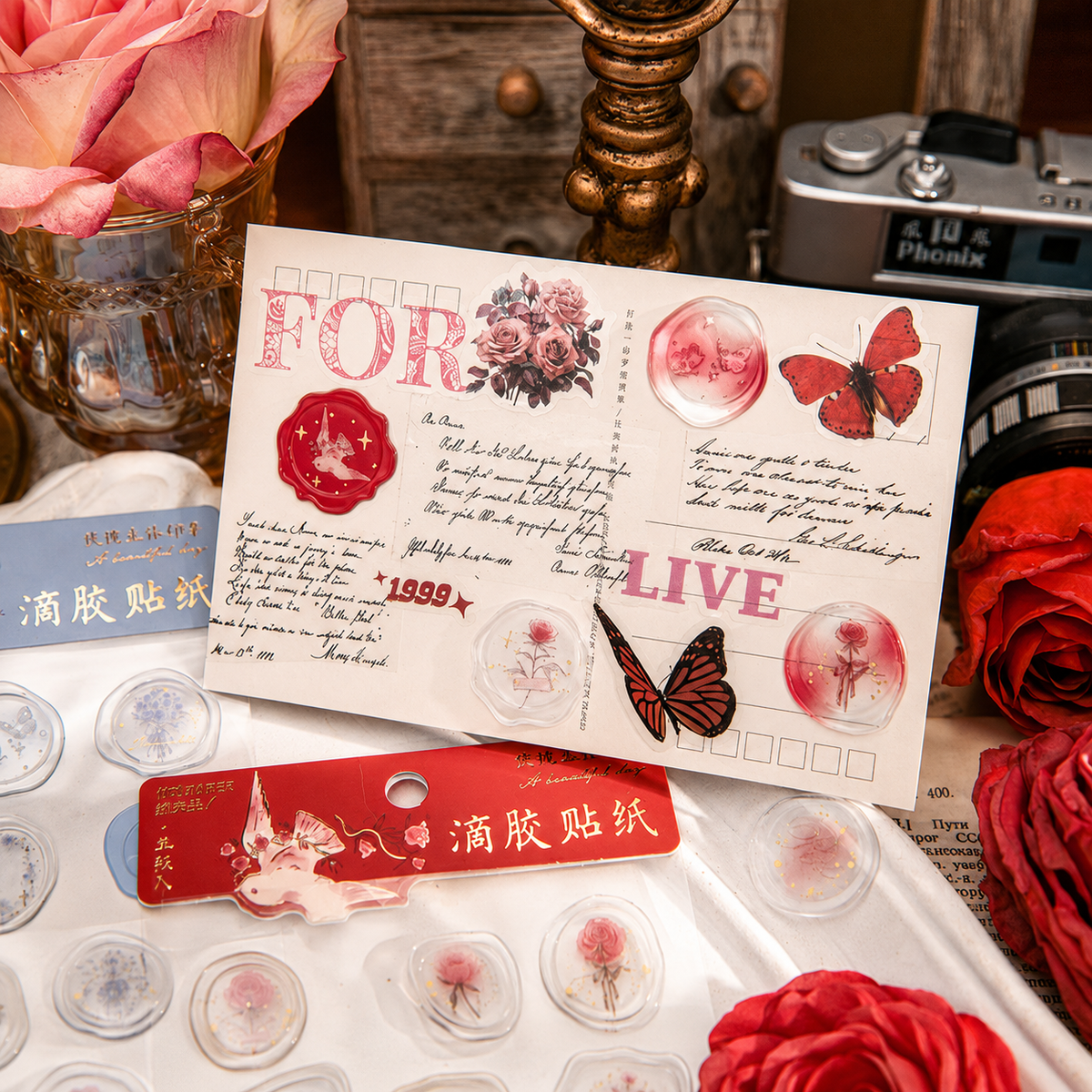 In the Name of Rose 3D Epoxy Wax Seal Stickers by mr.paper - color option view for scrapbook decoration | Lumiyear