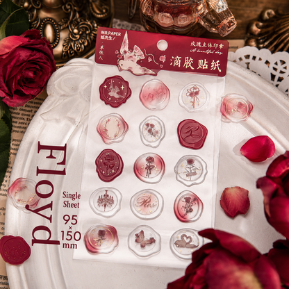 In the Name of Rose 3D Epoxy Wax Seal Stickers by mr.paper - color option view for scrapbook decoration | Lumiyear