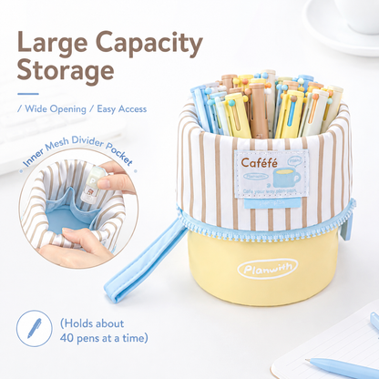 Planwith Caféf Flip Pen Pouch 2-in-1 Fold-Down pencil case