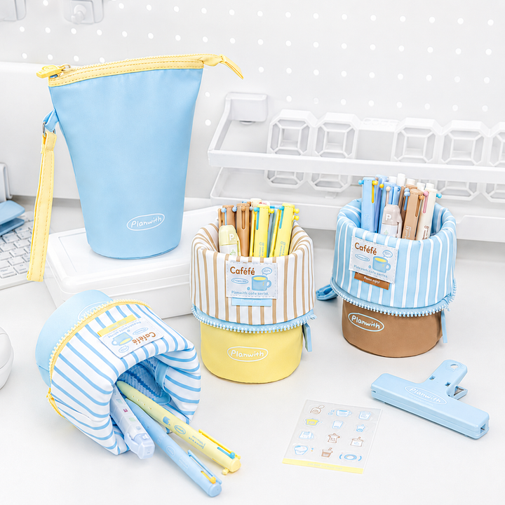 Planwith Caféf Flip Pen Pouch 2-in-1 Fold-Down pencil case