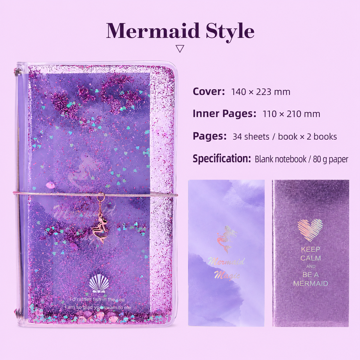 Mermaid Magic Liquid Glitter Journal & Gel Pen Gift by never - lifestyle stationery view for stationery gift set | Lumiyear