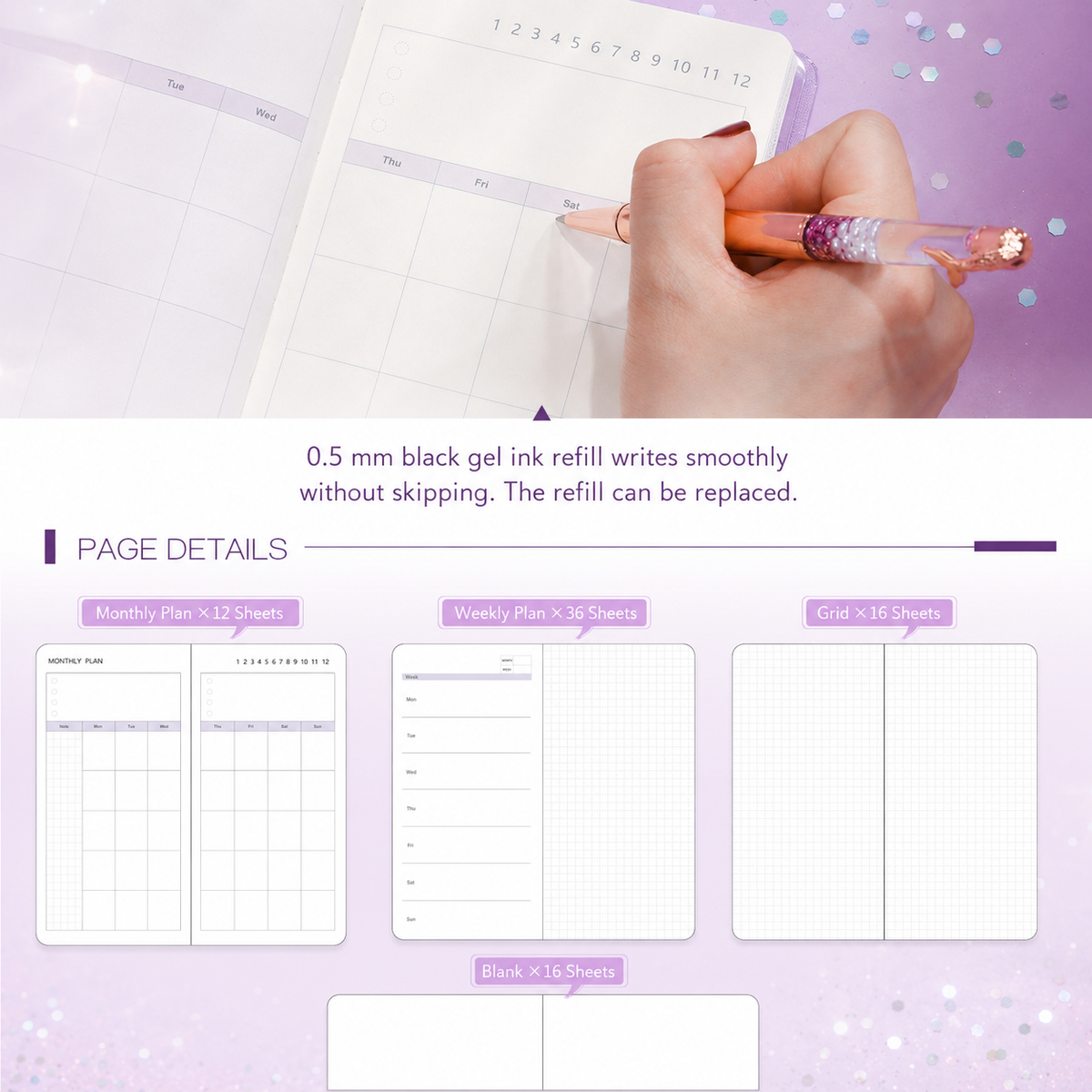 Mermaid Magic Liquid Glitter Journal & Gel Pen Gift Set by never - color option view for stationery gift set | Lumiyear