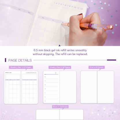 Mermaid Magic Liquid Glitter Journal & Gel Pen Gift Set by never - color option view for stationery gift set | Lumiyear
