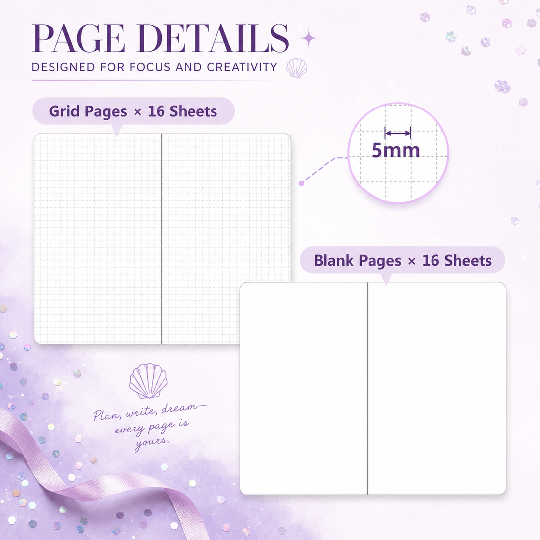Mermaid Magic Liquid Glitter Journal & Gel Pen Gift Set by never - color option view for stationery gift set | Lumiyear