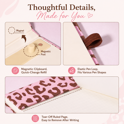 A5 Magnetic Clipboard Notepad Set Leopard Series by never - color option view for aesthetic stationery | Lumiyear