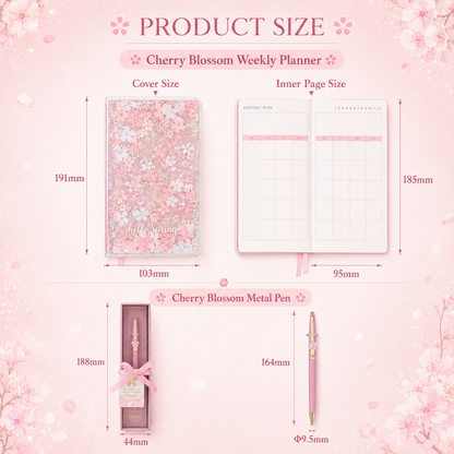 Sakura Spring Liquid Glitter Journal & Gel Pen Gift Set by never - color option view for stationery gift set | Lumiyear