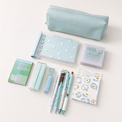 Aesthetic Mint Green Stationery Gift Set by Planwith - inside detail for stationery gift set | Lumiyear