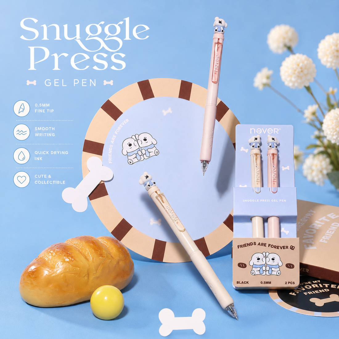 Snuggle Press Cute Animal Gel Pen Set (2 Pcs) by never - color option view for journaling writing tool | Lumiyear