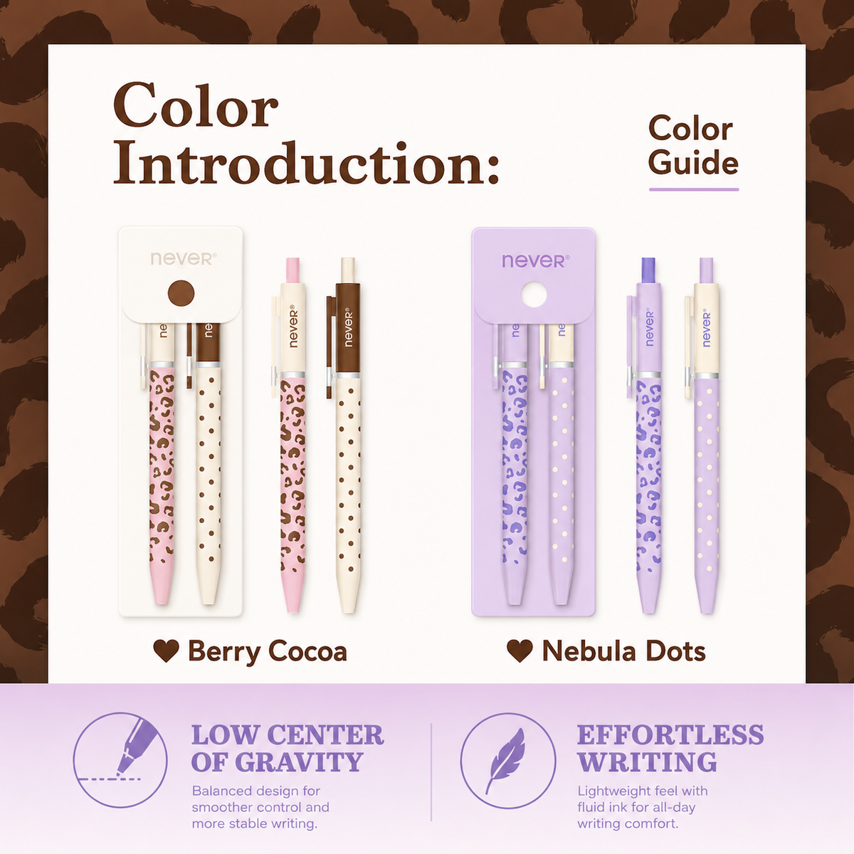 Star Marker Gel Pen Dot & Leopard Series (2 Pcs Set) by never - detail view for journaling writing tool | Lumiyear