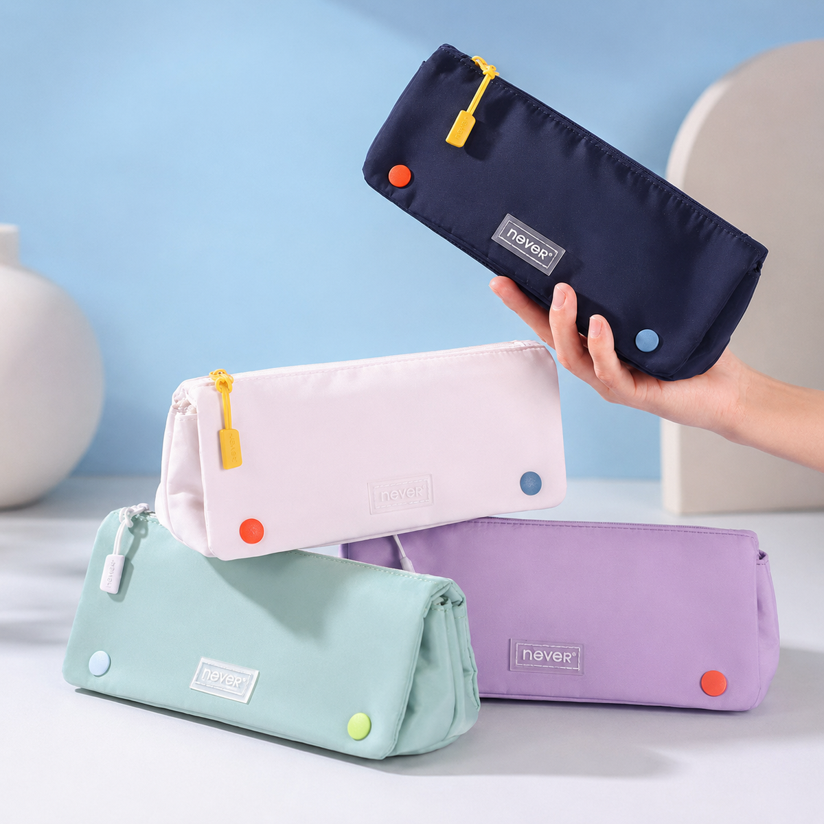 Roll Pencil Case Multi-Layer Washable Pen Pouch by never - detail view for journaling writing tool | Lumiyear
