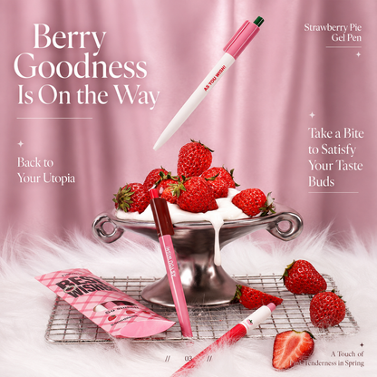 Strawberry Pie Color-Block Gel Pen Set (3 Pcs) by never - packaging view for journaling writing tool | Lumiyear