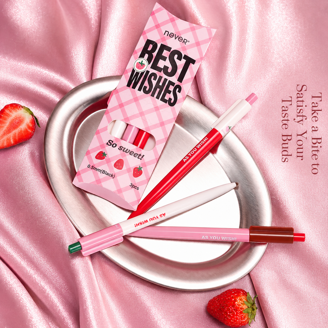 Strawberry Pie Color-Block Gel Pen Set (3 Pcs) by never - lifestyle stationery view for journaling writing tool | Lumiyear