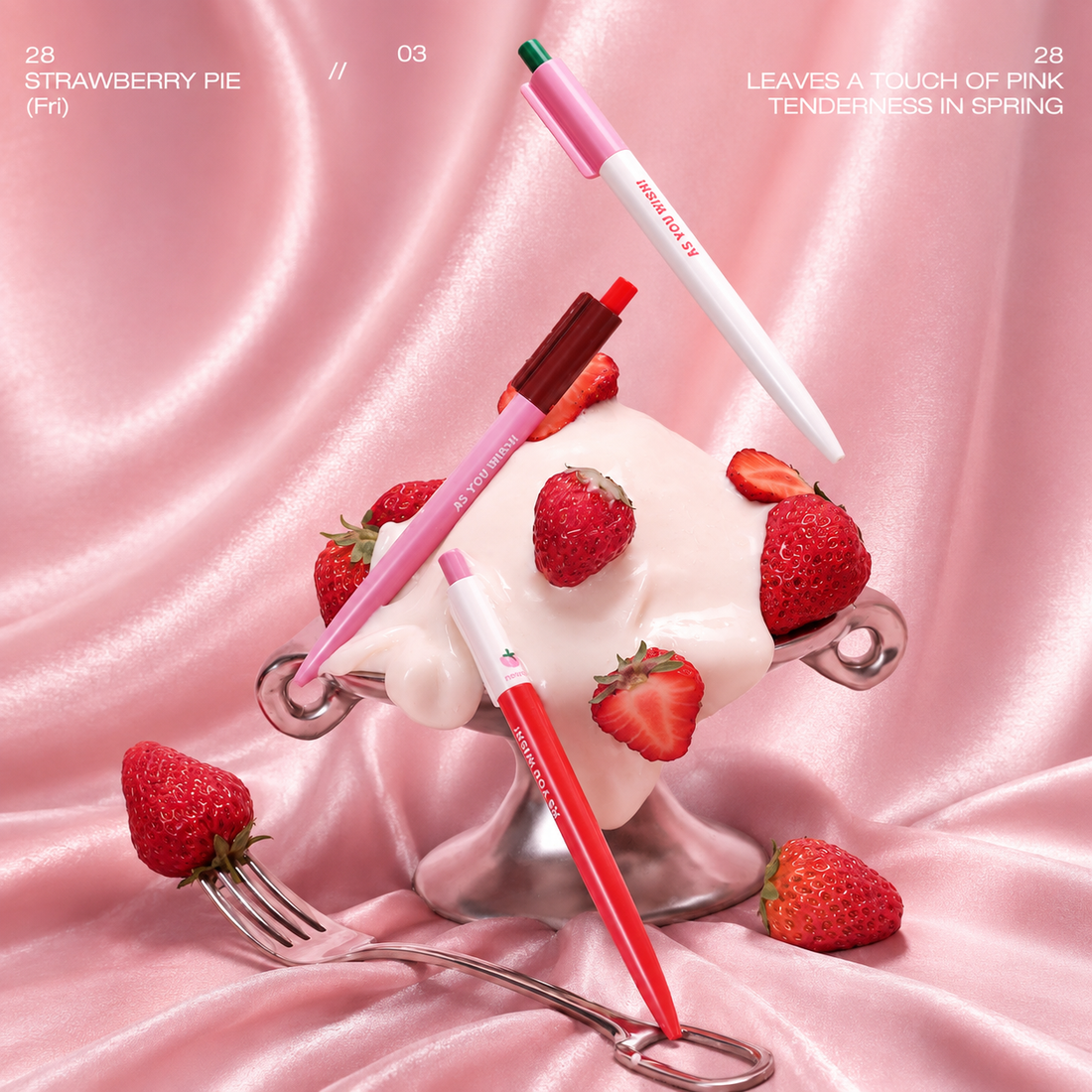 Strawberry Pie Color-Block Gel Pen Set (3 Pcs) by never - color option view for journaling writing tool | Lumiyear