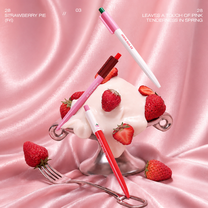 Strawberry Pie Color-Block Gel Pen Set (3 Pcs) by never - color option view for journaling writing tool | Lumiyear