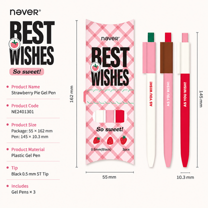 Strawberry Pie Color-Block Gel Pen Set (3 Pcs) by never - color option view for journaling writing tool | Lumiyear