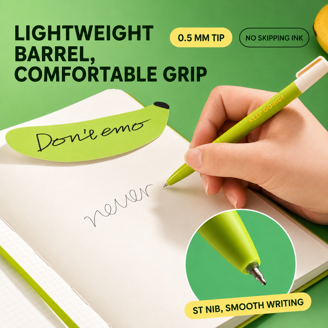 Banana Pie Color-Block Gel Pen Set (3 Pcs) by never - packaging view for journaling writing tool | Lumiyear