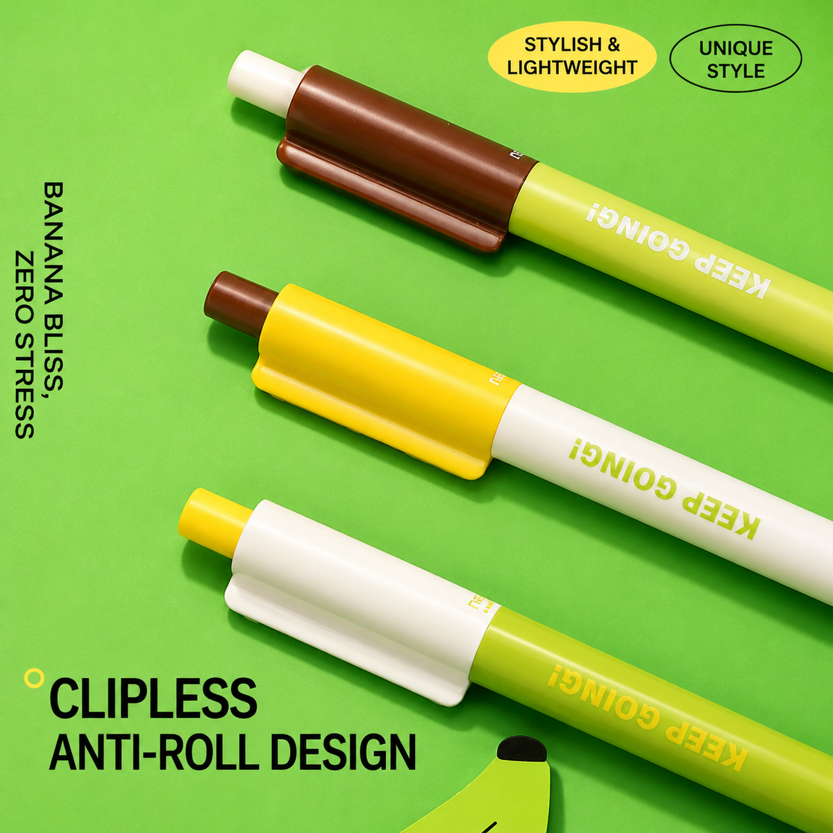 Banana Pie Color-Block Gel Pen Set (3 Pcs) by never - lifestyle stationery view for journaling writing tool | Lumiyear