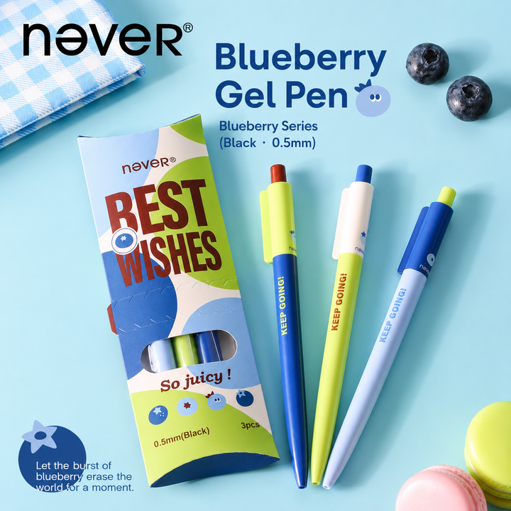 Blueberry Pie Color-Block Gel Pen Set (3 Pcs) by never - detail view for journaling writing tool | Lumiyear