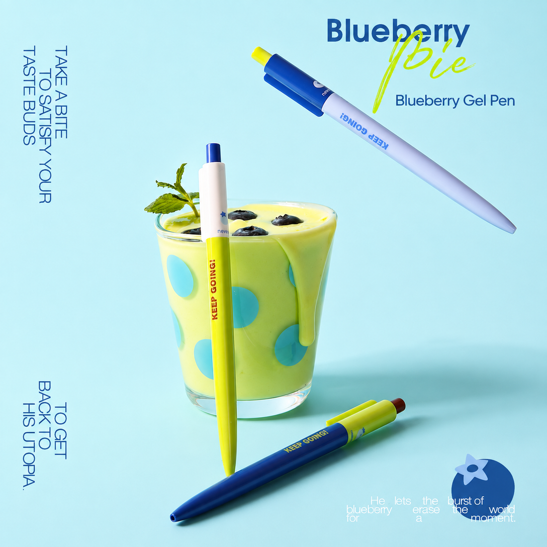 Blueberry Pie Color-Block Gel Pen Set (3 Pcs) by never - color option view for journaling writing tool | Lumiyear