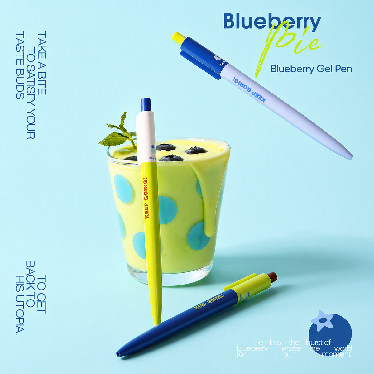 Blueberry Pie Color-Block Gel Pen Set (3 Pcs) by never - color option view for journaling writing tool | Lumiyear